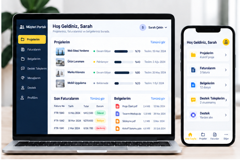 Müşteri Paneli / İzlenebilirlik dashboard ekranı